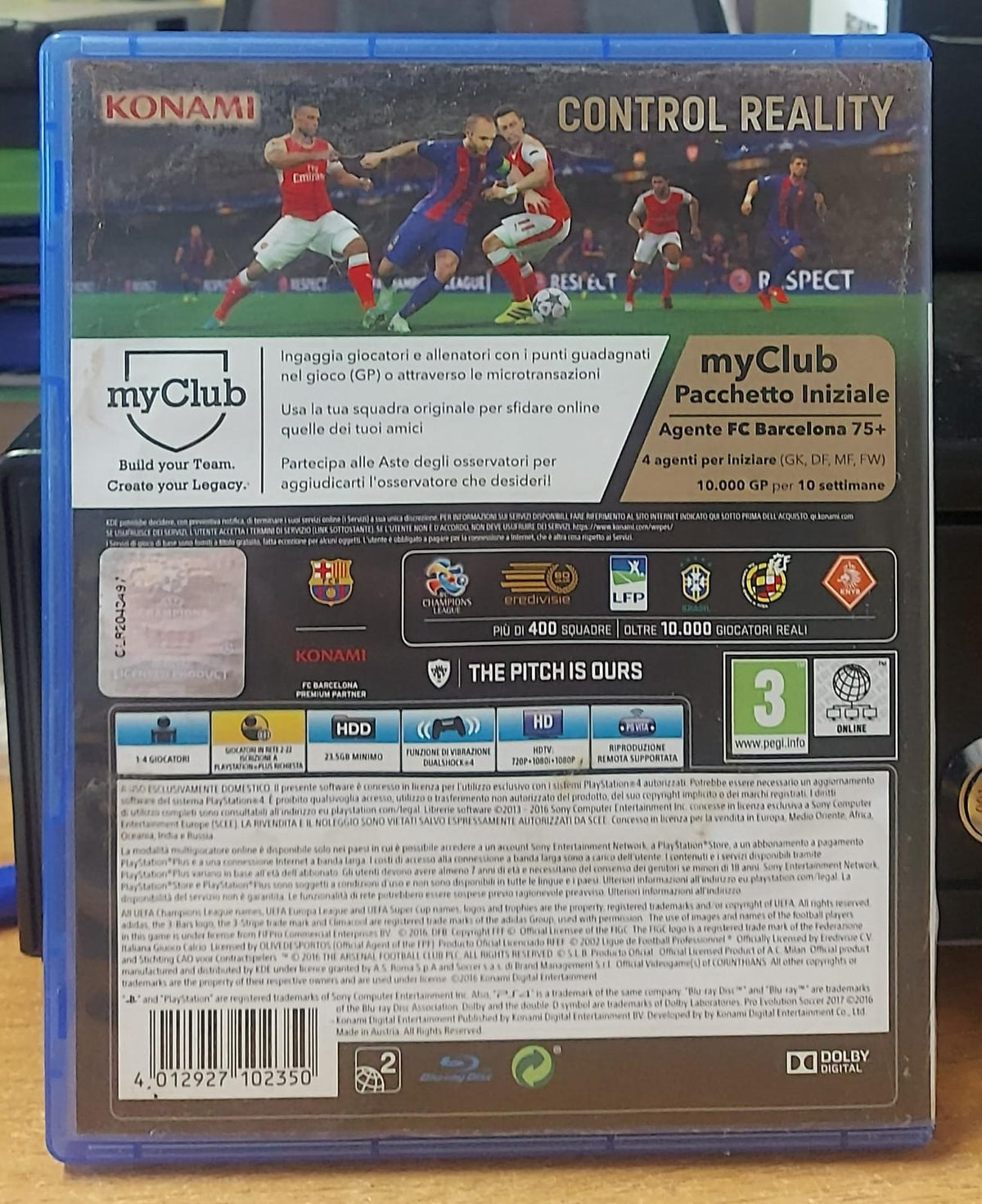 PES 2017 PS4 - retro della confezione