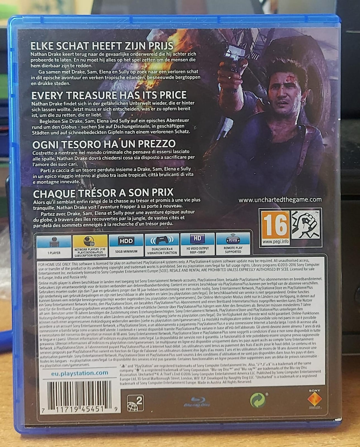 Uncharted 4 PS4 - retro della confezione multilingue