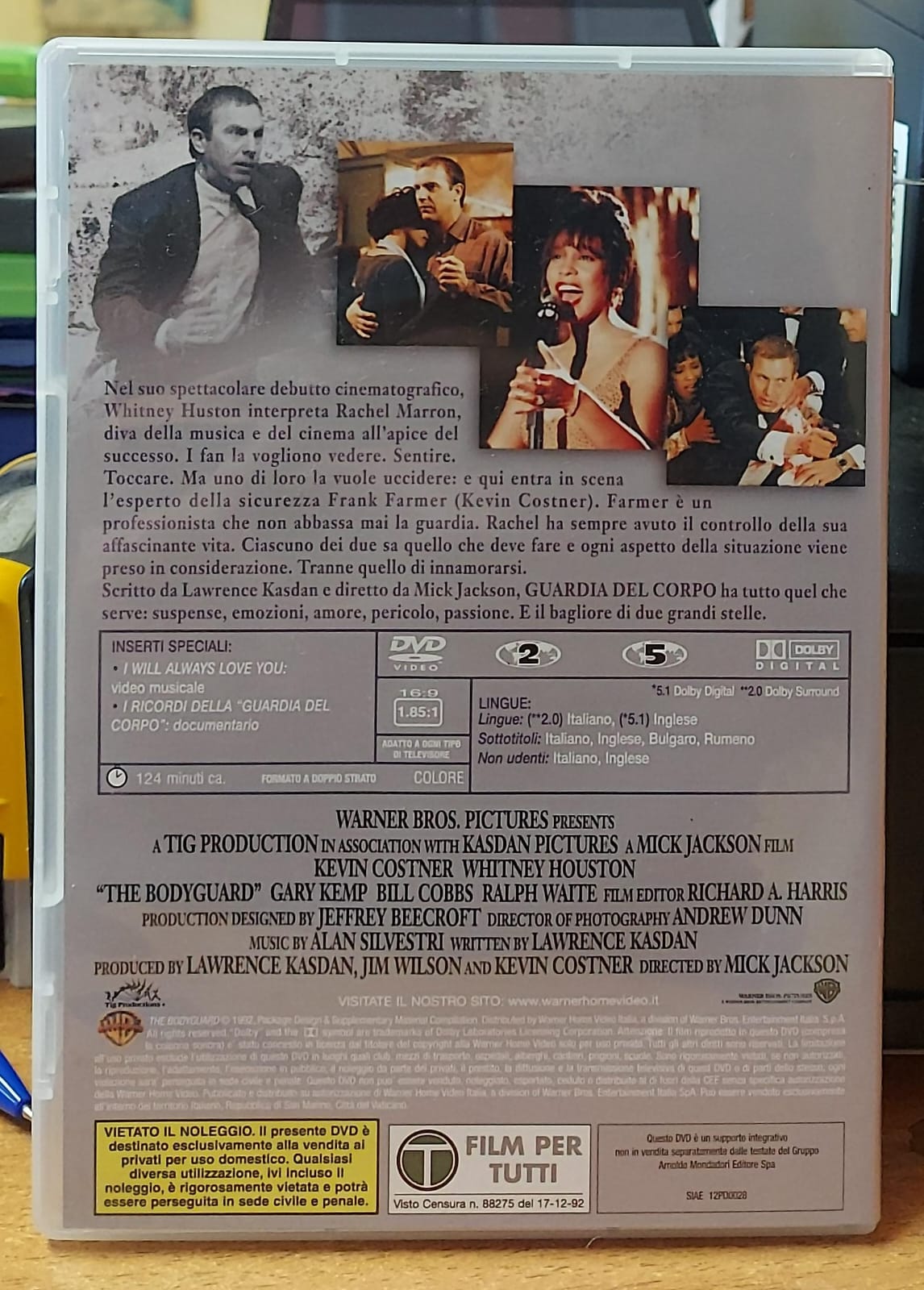 Guardia del corpo Edizione Speciale DVD usato – retro copertina con dettagli e contenuti speciali
