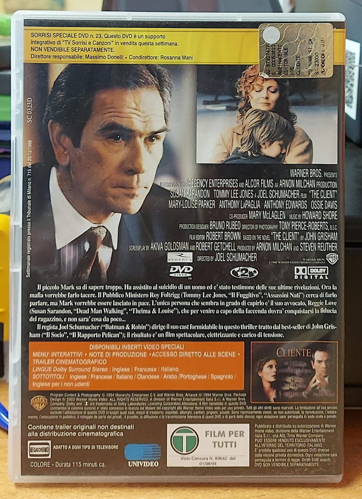 Il cliente DVD usato – retro copertina con trama e dettagli tecnici