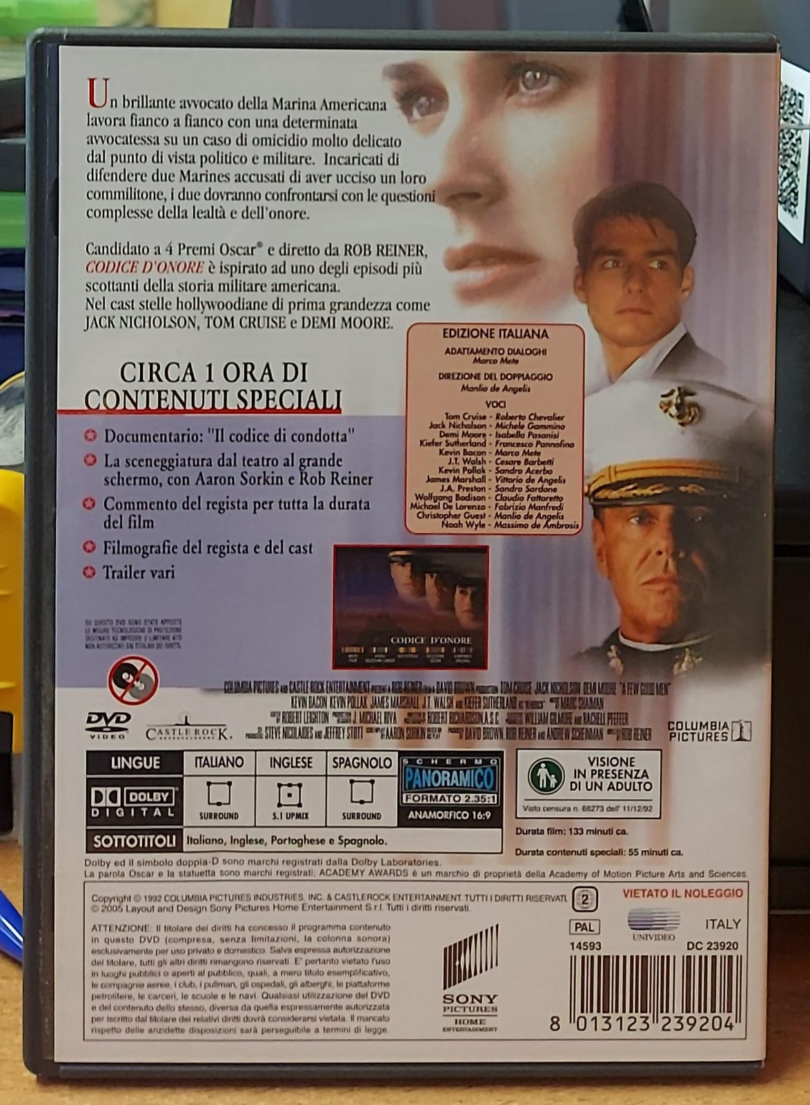 Codice d’onore Special Edition DVD usato – retro copertina con contenuti speciali e codice a barre