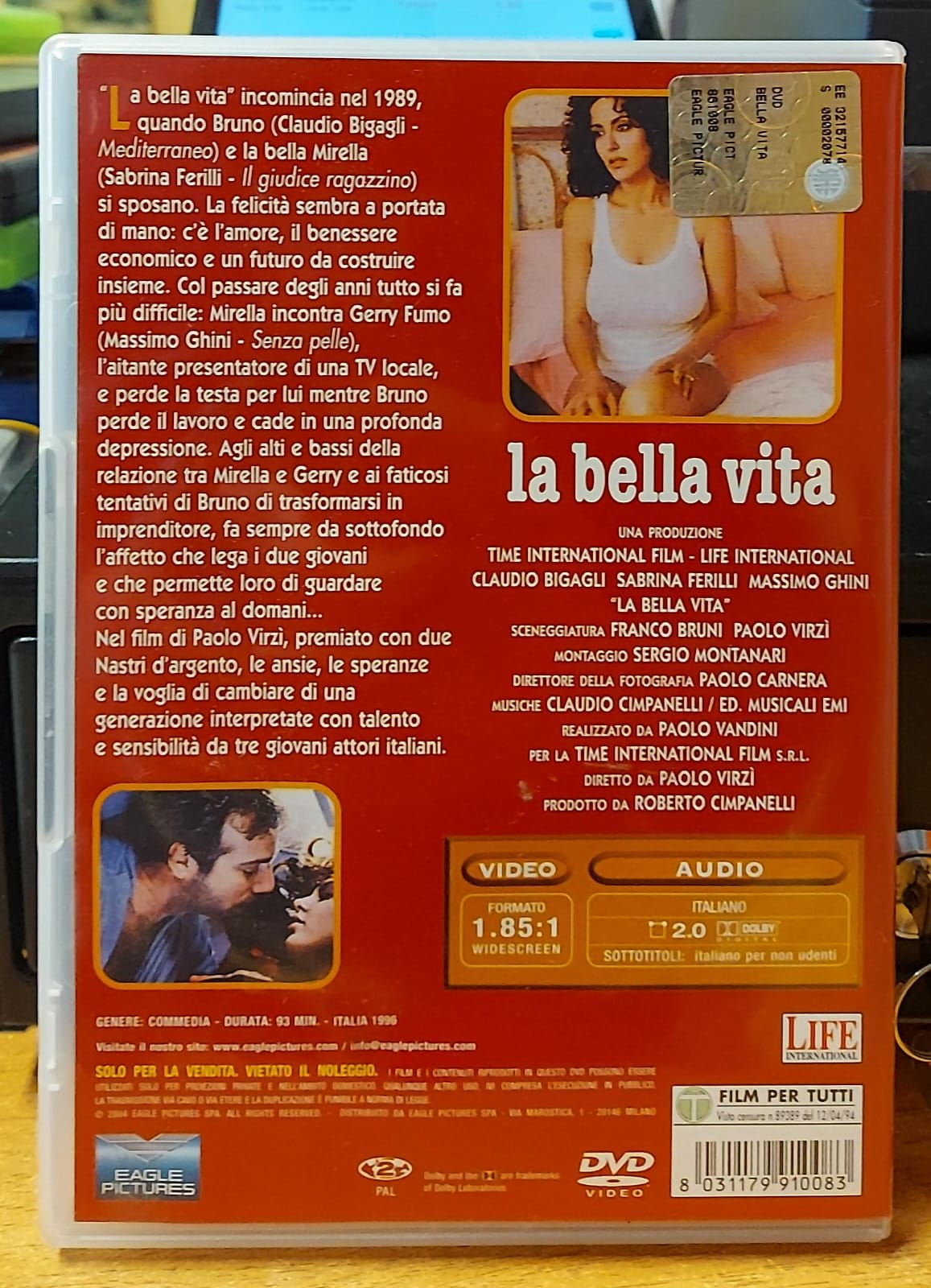 La bella vita DVD usato Eagle Pictures – retro copertina con trama e dettagli tecnici