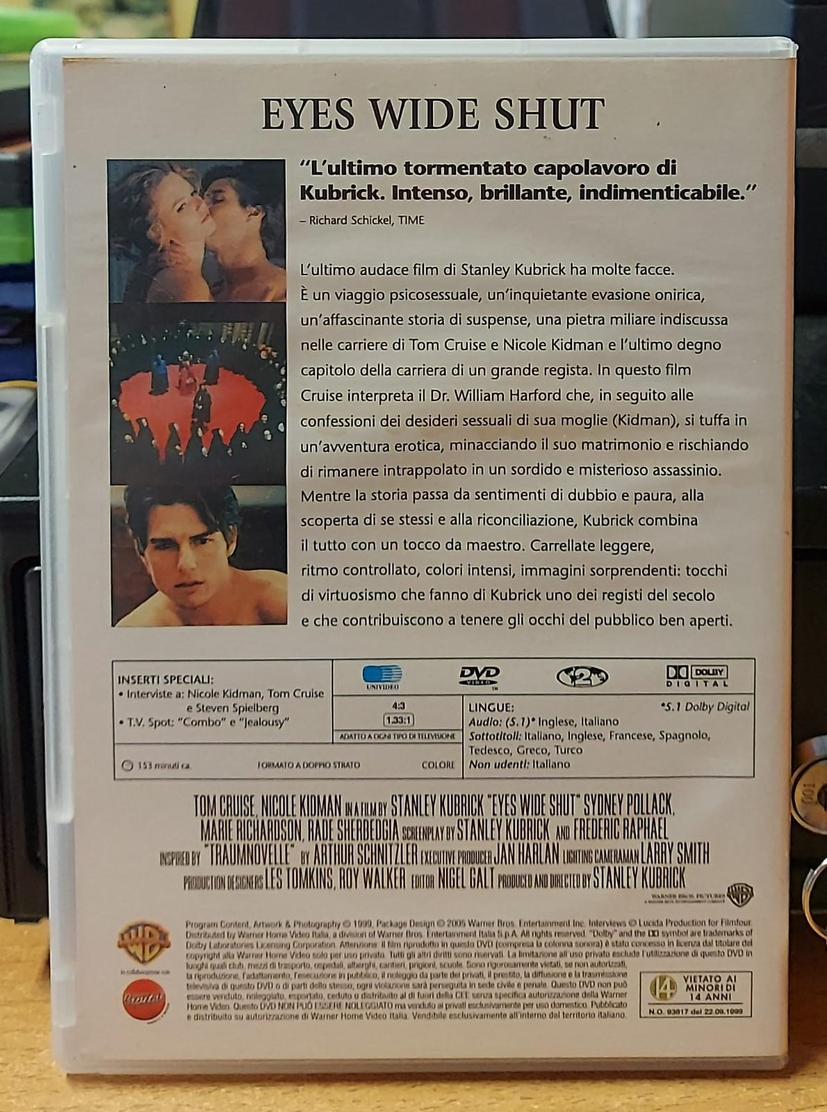 Eyes Wide Shut DVD usato – retro copertina con trama, dettagli tecnici e contenuti speciali