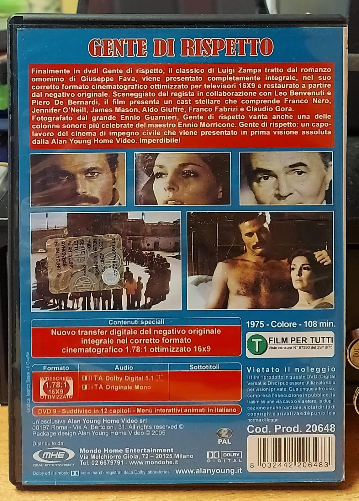 Gente di rispetto DVD usato – retro copertina con dettagli dell’edizione e barcode