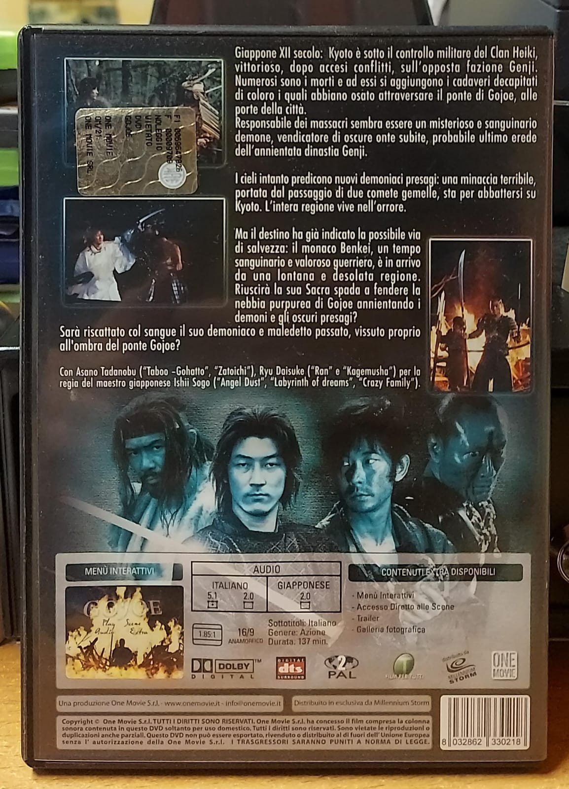 Retro copertina DVD Gojoe con trama, caratteristiche tecniche e codice a barre