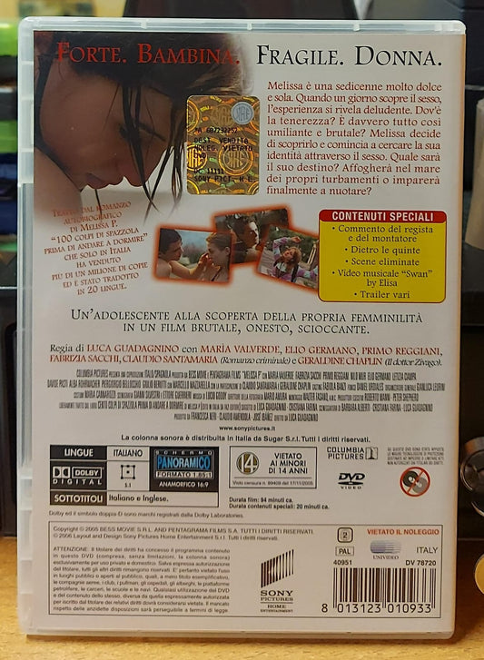 Fronte copertina DVD Melissa P. con la scritta Scopri cosa è vero