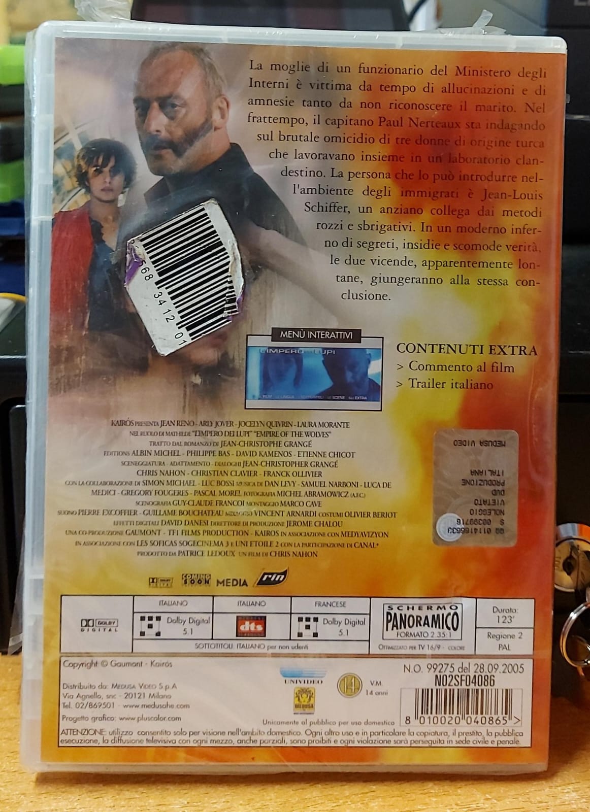 L'impero dei lupi DVD – retro copertina e dettagli tecnici