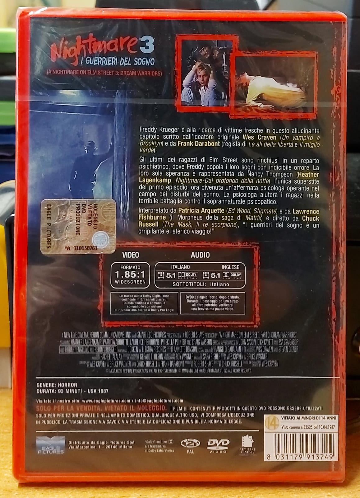 Nightmare 3 I guerrieri del sogno DVD – retro copertina e dettagli tecnici