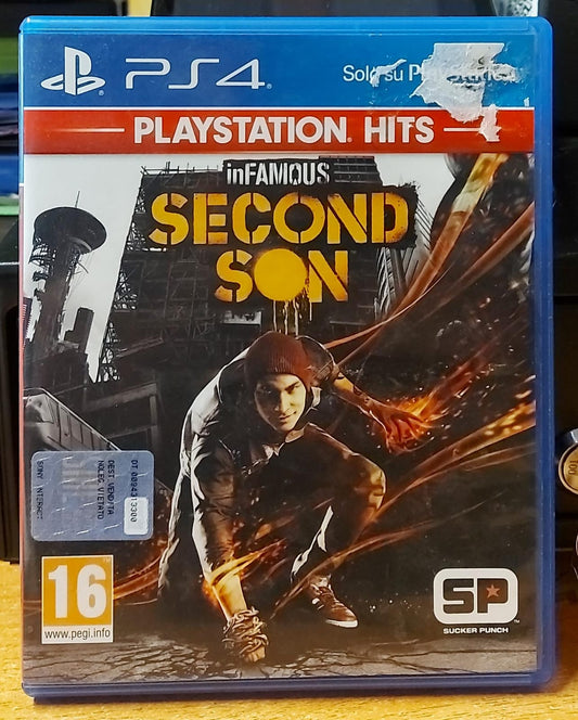 inFAMOUS Second Son PS4 PlayStation Hits usato - fronte con etichetta e residui di adesivo