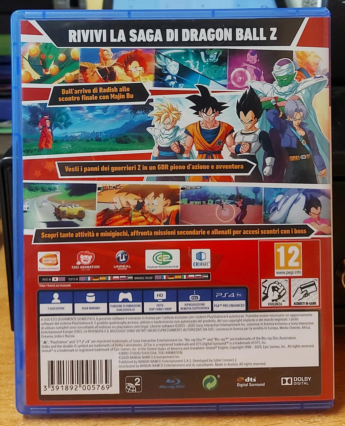 Dragon Ball Z Kakarot PS4 usato - retro della confezione italiana