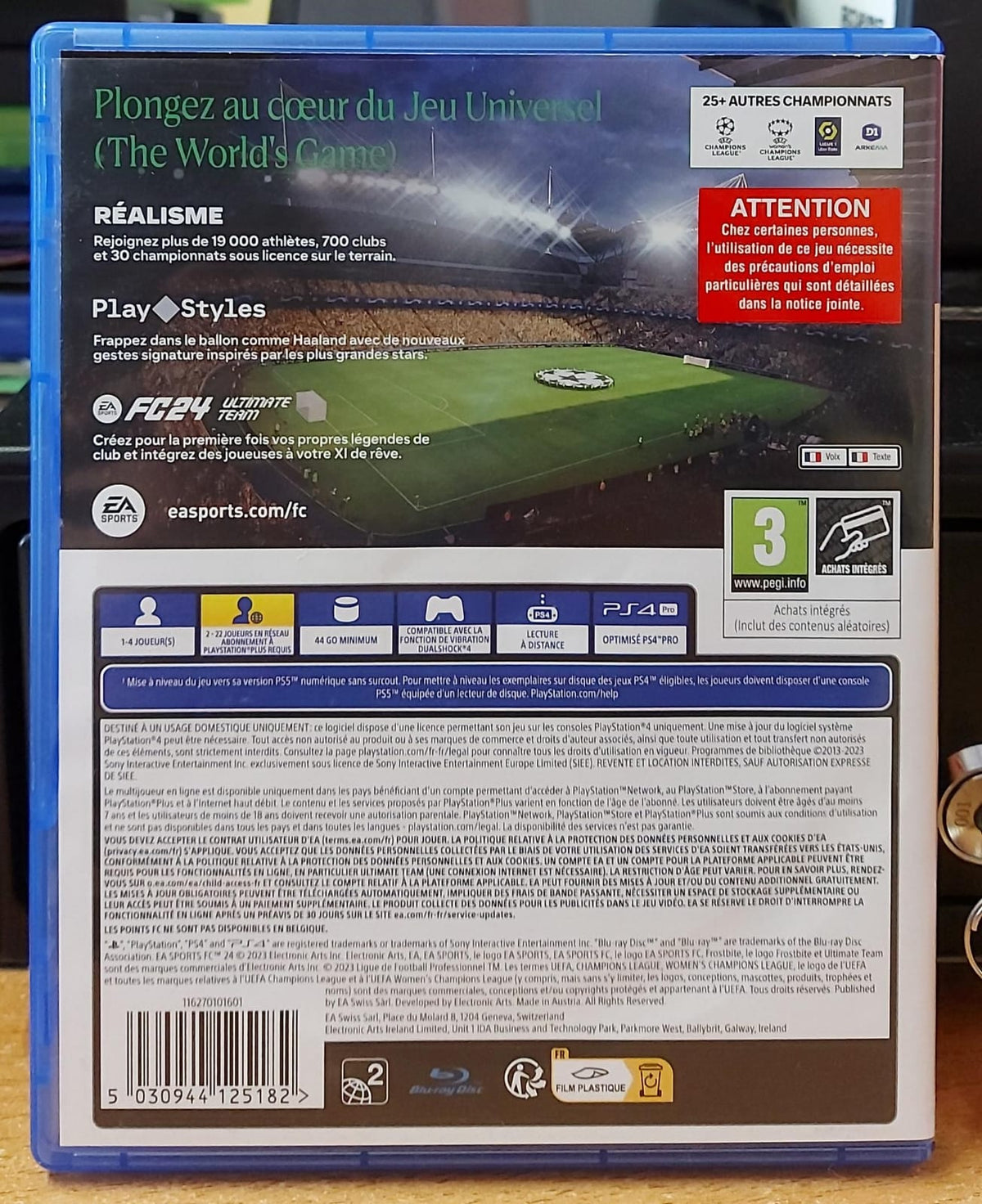 EA Sports FC 24 PS4 usato - retro della confezione francese