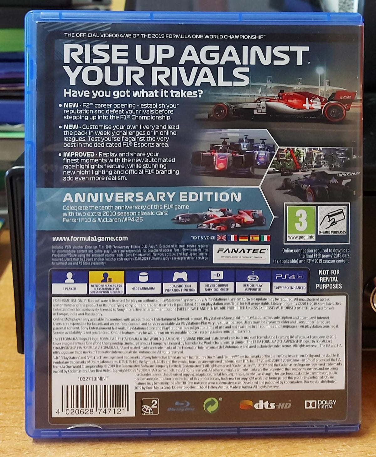 F1 2019 Anniversary Edition PS4 usato - retro della confezione