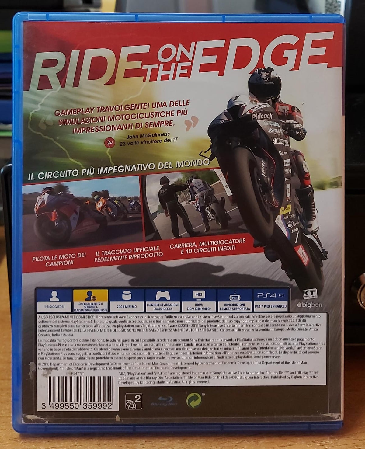 TT Isle of Man Ride on the Edge PS4 usato - retro della confezione italiana
