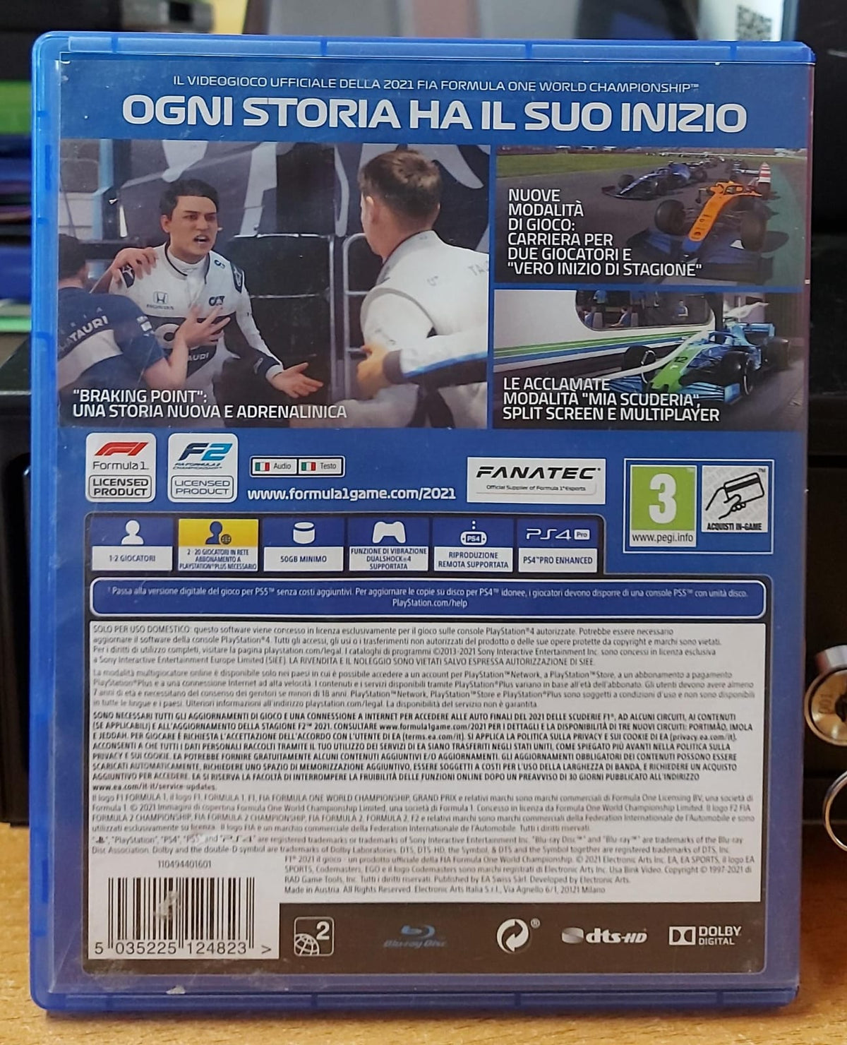 F1 2021 PS4 usato - retro della confezione italiana