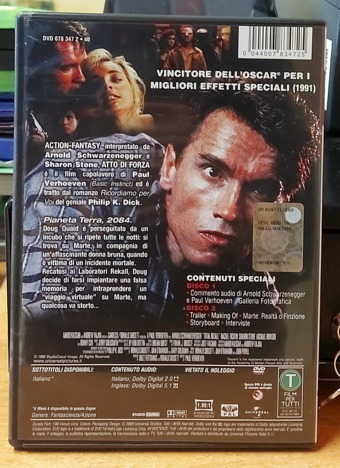 Atto di forza DVD Special Edition 2 dischi - retro con dettagli tecnici e contenuti speciali